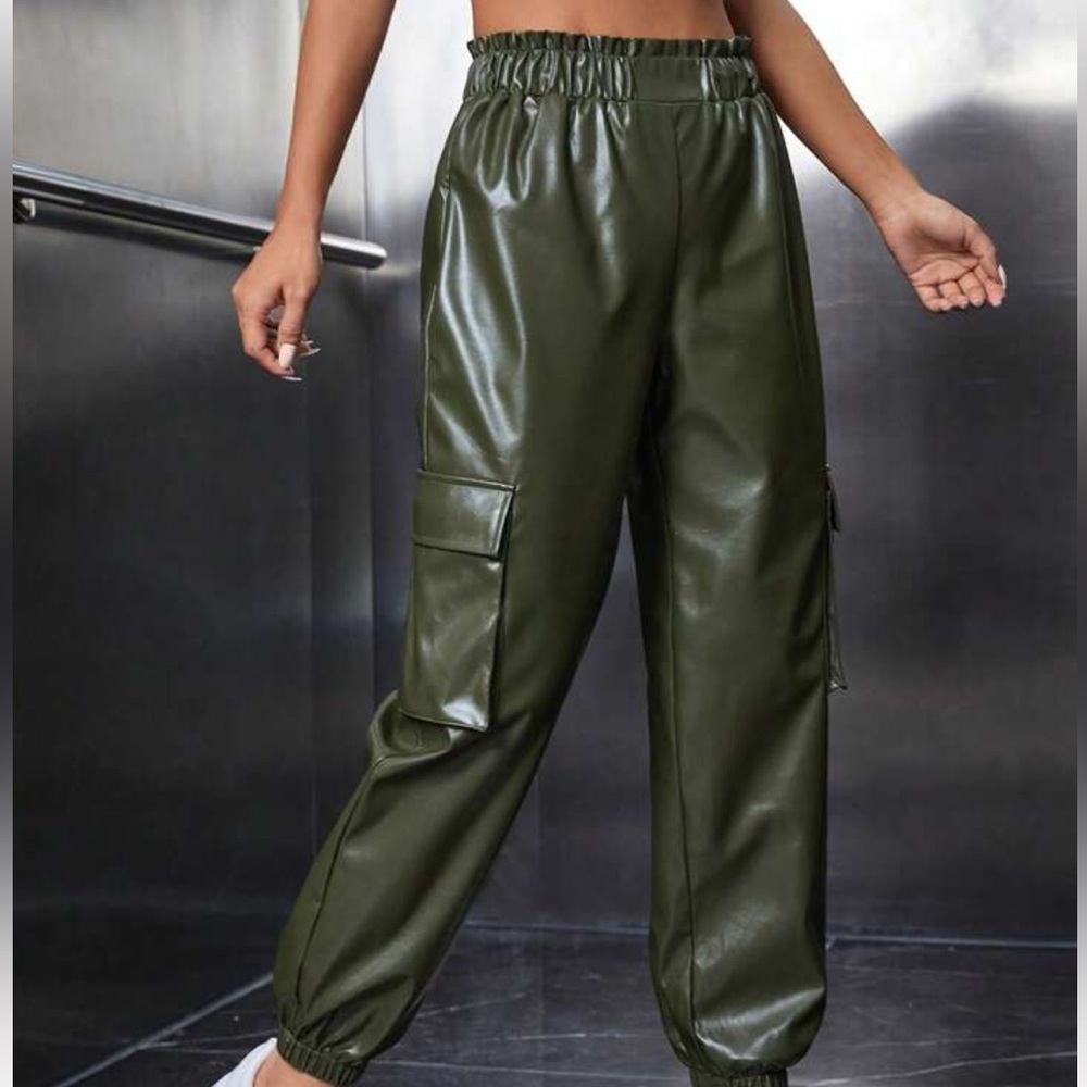 Army Green Petite Waste Flap Side Pocket Pants